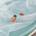 Cute Cartoon Carrot Enamel Stud Earrings With 925 Silver Pins, Minimal Small Vegetable Jewelry Earrings view 4