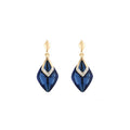 Elegant Long Diamond Shape Crystal Drop Dangle With Rhinestone Trim And Gold Alloy Stud Earrings view 5