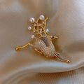 Alloy Pearl Animal Brooch For Women Korean Fashion Suit Anti-Exposure Pin Personality Style view 1