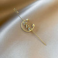 Korean Minimalist Cool Style Zircon Sparkle Ear Cuff Earrings With Piercing Stud Fashion Jewelry view 4