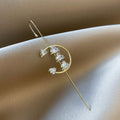 Korean Minimalist Cool Style Zircon Sparkle Ear Cuff Earrings With Piercing Stud Fashion Jewelry view 2