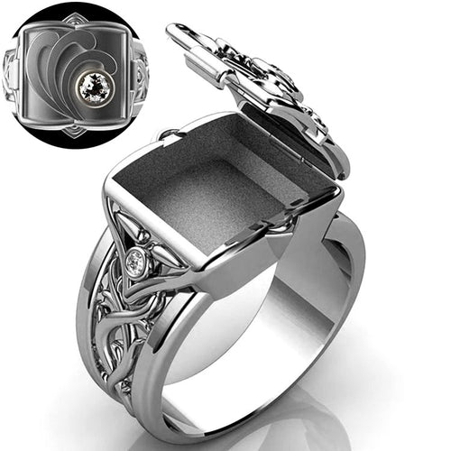 Fashion Men's Copper Ring Hip Hop Punk Creative Box Flip Cover Finger Ring