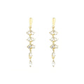Elegant Luxury Gold Alloy Wheat Leaf Cluster Zircon Crystal Long Dangle Drop Stud Earrings view 5