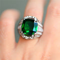 Classic Women's Emerald Ring, European Micro Pave Zircon Fashion Finger Jewelry view 3