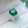 Classic Women's Emerald Ring, European Micro Pave Zircon Fashion Finger Jewelry view 4