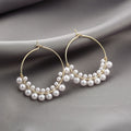 Elegant Geometric Hoop And Star Shape Alloy Faux Pearl Spiral Statement Circle Drop Earrings view 4