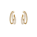 Korean Fashion Alloy Silver Needle Pearl Rhinestone Double C Hoop Earrings For Women view 5