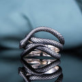 Vintage Silver Plated Snake Ring, European American Style Unisex Serpent Finger Jewelry view 4