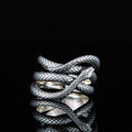 Vintage Silver Plated Snake Ring, European American Style Unisex Serpent Finger Jewelry view 1