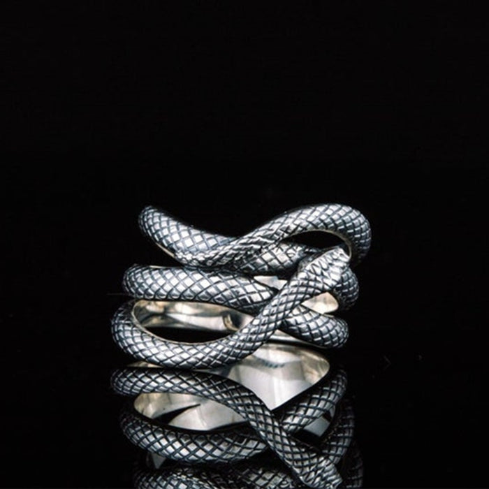 Vintage Silver Plated Snake Ring, European American Style Unisex Serpent Finger Jewelry