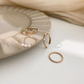 Vintage Pearl Plain Band Ring Set For Women view 4