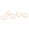 Vintage Pearl Plain Band Ring Set For Women view 5