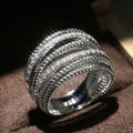 Exquisite Micro Paved Zircon Ring, European American Creative Cross Ring For Women Jewelry view 3