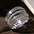 Exquisite Micro Paved Zircon Ring, European American Creative Cross Ring For Women Jewelry view 4