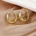 Elegant Gold Alloy Multi Layer Twisted Hoop Earrings With 925 Silver Pins For Women Fashion Earrings view 4