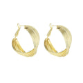 Elegant Gold Alloy Multi Layer Twisted Hoop Earrings With 925 Silver Pins For Women Fashion Earrings view 5
