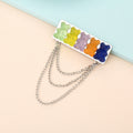 Cute Japanese Style Bear Alloy Brooch With Chain Creative Backpack Decorative Badge Pin view 3