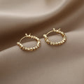 Korean Vintage Gold Alloy Small Hoop With Square Bead Charms Elegant Minimal Fashion Earrings view 3