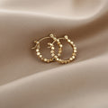 Korean Vintage Gold Alloy Small Hoop With Square Bead Charms Elegant Minimal Fashion Earrings view 4