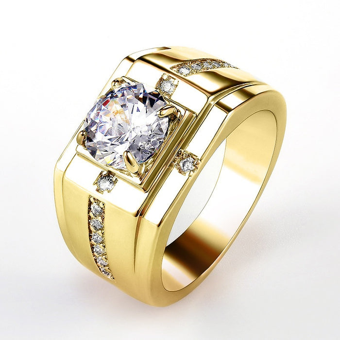 New European American Fashion Business Men's Ring Bold Statement Ring Cross Border Jewelry