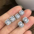 Elegant Square Full Pave Green Zircon Stud Earrings, Fashion Jewelry For Women view 2