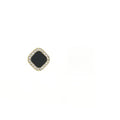 Elegant Geometric Square Studs With Black Enamel Center Rhinestone Trim 925 Silver Needle Earrings view 5