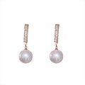 Korean Vintage Geometric Pearl Zircon Drop Earrings With Silver Pins For Women view 5