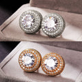 New Versatile Round Zircon Stud Earrings For Women, Fashion European American Jewelry view 1