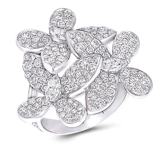 Luxury Women's Flower Shape Colorful Zircon Ring European American Party Jewelry