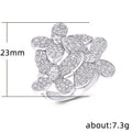 Luxury Women's Flower Shape Colorful Zircon Ring European American Party Jewelry view 5