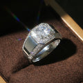 Luxury Exquisite Men's Ring, European American Silver Plated 18K White Gold Simulated Zircon Jewelry view 1
