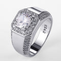 Luxury Exquisite Men's Ring, European American Silver Plated 18K White Gold Simulated Zircon Jewelry view 6