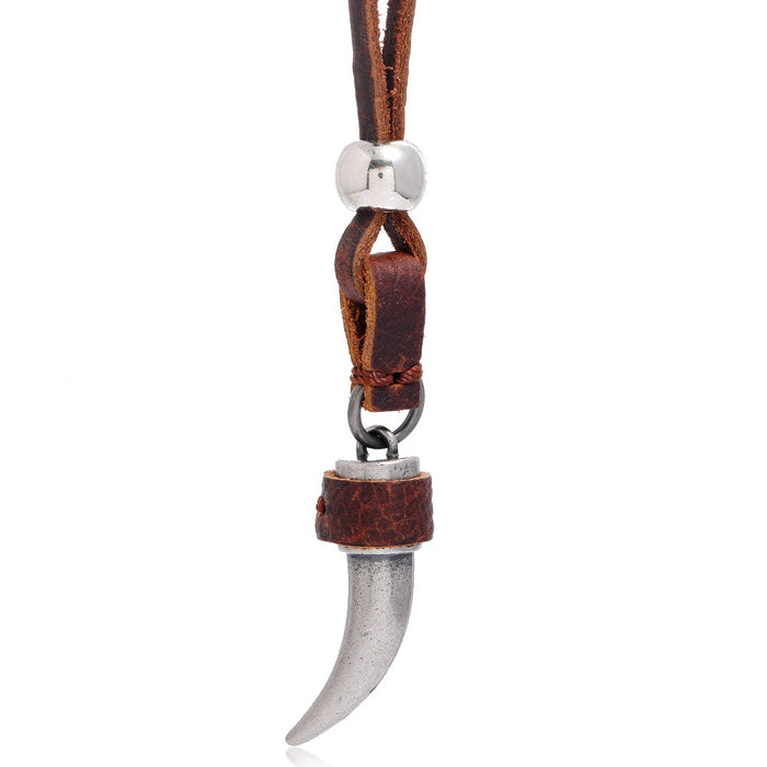 Simple Trendy Cowhide Leather Necklace, European Fashion Clothing Accessory For Men And Women