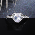 Heart Shape Zircon Ring For Women, Copper White Silver Plated Fashion Jewelry With Pave Stones view 3