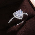 Heart Shape Zircon Ring For Women, Copper White Silver Plated Fashion Jewelry With Pave Stones view 5