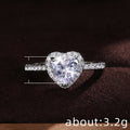 Heart Shape Zircon Ring For Women, Copper White Silver Plated Fashion Jewelry With Pave Stones view 4