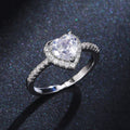 Heart Shape Zircon Ring For Women, Copper White Silver Plated Fashion Jewelry With Pave Stones view 2