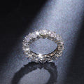 European Fashion Rectangle Heart Zircon Ring For Women, Statement Full Band Couple Jewelry view 3
