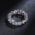 European Fashion Rectangle Heart Zircon Ring For Women, Statement Full Band Couple Jewelry view 4
