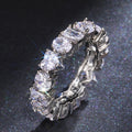 European Fashion Rectangle Heart Zircon Ring For Women, Statement Full Band Couple Jewelry view 2