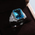 Fashion Platinum Plated Engagement Ring With Large Square Cubic Zirconia Stone view 3