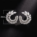 Exaggerated Full Zircon Leaf Swirl Stud Earrings For Women, European Fashion Statement Jewelry view 5