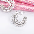 Exaggerated Full Zircon Leaf Swirl Stud Earrings For Women, European Fashion Statement Jewelry view 4