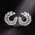 Exaggerated Full Zircon Leaf Swirl Stud Earrings For Women, European Fashion Statement Jewelry view 3