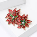 Alloy Enamel Christmas Flower Brooch Pin For Suit Shirt Decoration view 3