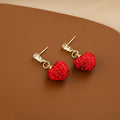 Elegant Red Rhinestone Heart Dangles With Gold Alloy Links And Zircon Studs Festive Women Earrings view 4