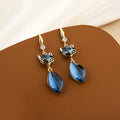 Korean Elegant Fox Blue Crystal Zircon Rhinestone Dangle Drop Earrings view 1