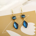 Korean Elegant Fox Blue Crystal Zircon Rhinestone Dangle Drop Earrings view 3