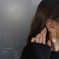 Korean French Vintage Pearl Zircon Circle Drop Earrings With Sterling Silver Pins view 4