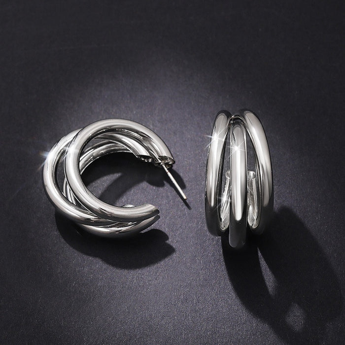 Women's Fashion Metal Multi Layer Geometric Earrings European Style Jewelry Accessories